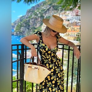 Lemon print midi dress